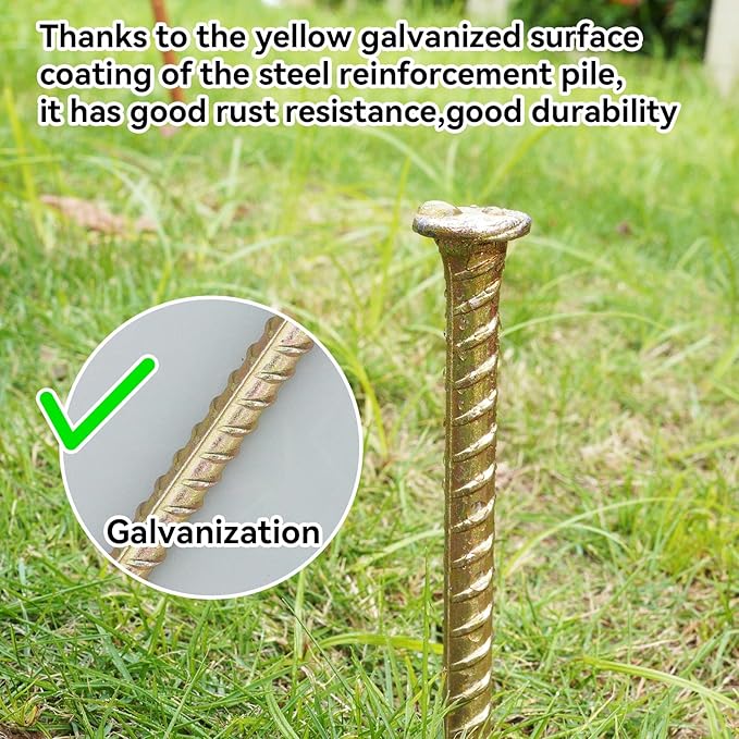 16 Inch Rebar Stakes - 1/2 Inch Diameter Galvanized Steel Ground Anchors - Heavy Duty Plant Support Garden Stake for Speed Bump, Wheel Stop, Tent (20 Pack) JPOIP