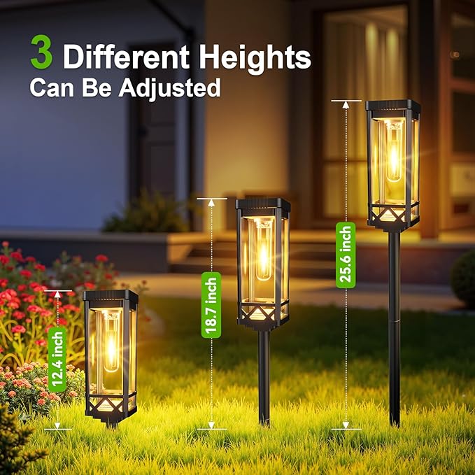 KOOPER Taller Solar Pathway Lights Outdoor, 6 Pack Upgraded Brighter Solar Garden Lights Solar Powered, Up To 15 Hours Outdoor Solar Lights for Yard Landscape Lighting Path Walkway Driveway Sidewalk KOOPER