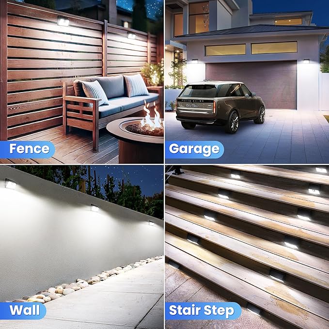 [10 Packs] Solar Motion Sensor Outdoor Lights, Super Bright Solar Lights Outdoor Waterproof, 3 Lighting Modes Security Wall Light for Outside Walking Dog Fence Backyard Deck Garden Door Step Garage Claoner