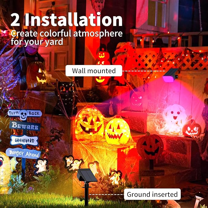 Solar Spot Lights Outdoor Color Changing, [7 Mode/2 Pack] Christmas Landscape Spotlights, Solar Lights Outdoor Waterproof, Solar Led Powered Flood Light for Outside Pathway Yard Garden Walkway WENATY