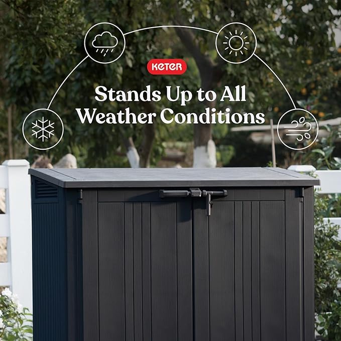Keter Store-It-Out Prime 4.3 x 3.7 ft. Outdoor Resin Storage Shed with Easy Lift Hinges, Perfect for Yard Tools, Pool Floats and Garden Accessories, Black Keter