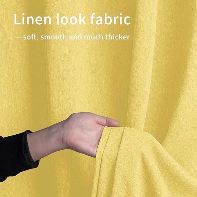 Easy-Going Linen Look Outdoor Curtains Waterproof Windproof Porch Curtains, Soft Thicken Outdoor Privacy Curtains for Patio, Gazebo, Grommet Top and Tab Bottom Drape, 1 Panel, 54x108 inch, Yellow Easy-Going