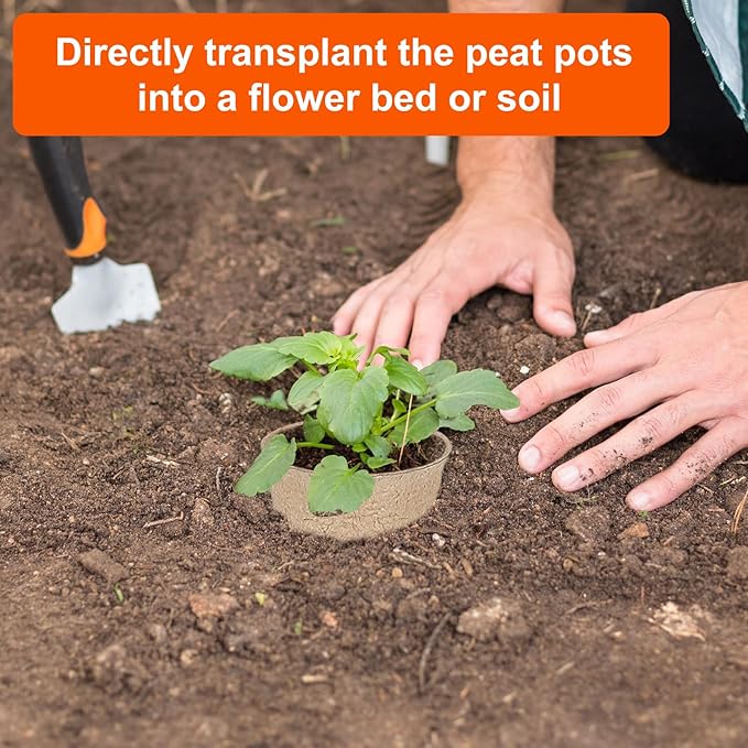 60 Packs 3.15 Inch Peat Pots,Biodegradable Pots for Seedlings with Drainage Holes, Garden Germination Nursery Pots with 50Pcs Plant Labels JNYONG