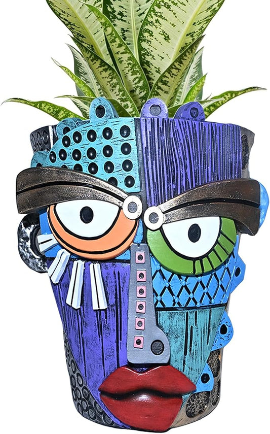 Abstract Face Planter Pots for Plants,Hand-Painted Colorful Flower Pots with Drainage,Indoor Outdoor Garden Decor Gift(Eclectic,Small) Midogaigai