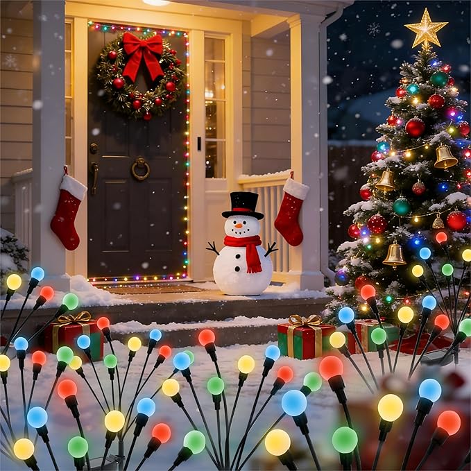 ALSO GO Solar Garden Lights, Solar Firefly Lights Outdoor 8 Pack 64 LEDs, Color Changing Swaying Light for Yard Patio Pathway Holiday Decoration, Iron Wire & Heavy Bulb Base, Gardening Gifts ALSOGO
