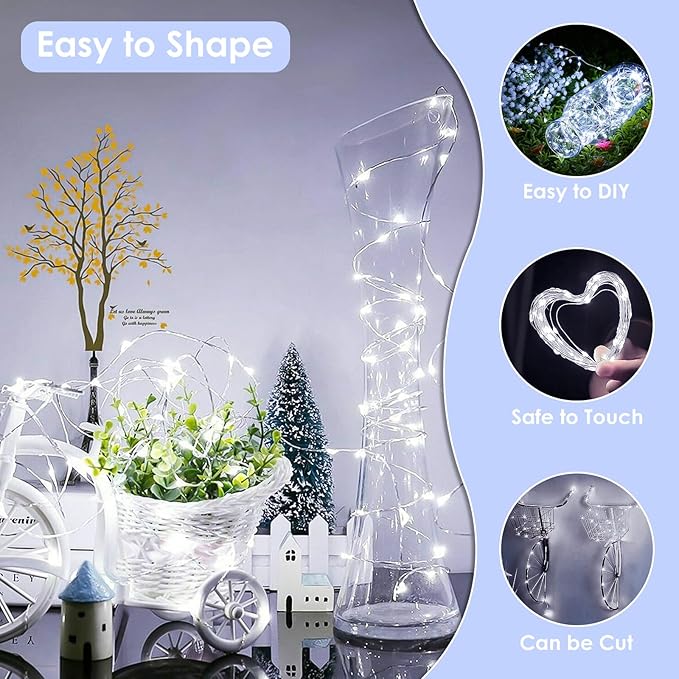 33Ft 100LED Fairy Lights Plug in, Waterproof String Lights Outdoor & Indoor 8 Modes with Timer, Christmas Light Bedroom Decor, Twinkle Light for Girl's Room Garden Christmas Decorations (Cool White) BHCLIGHT