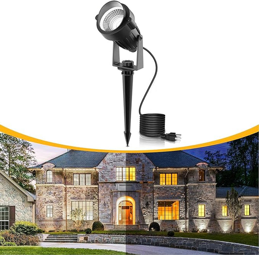 L LOHAS LED 5W Dusk to Dawn Outdoor Lighting, Auto On/Off 6000K Landscape Outdoor Spotlight, IP66 Waterproof Plug in Spot Lights for Yard, Garden, House, Pathway, Plant, UL Listed (1 Pack) LLOHASLED