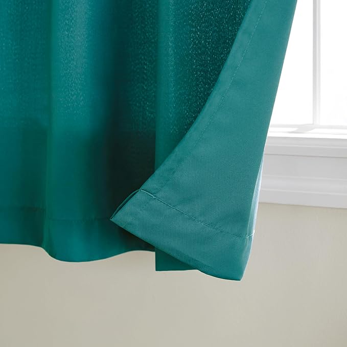 Town & Country Basics Cabana Solid Heavyweight Indoor Outdoor Curtains, Light Filtering Opacity with Grommet Top, Water Repellent, 2-Pack Set, 54"x63", Dark Teal TOWN+%26+COUNTRY+BASICS