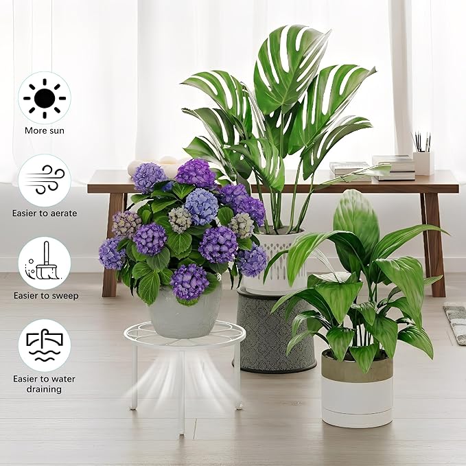 5 Pack Heavy Duty Metal Iron Plant Stand,Anti-Rust Iron Flower Pot Stand Holder for Multiple Display Plant Racks,Potted Plant Shelf for Living Room Balcony Rootora