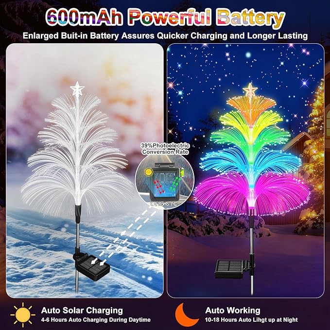 Solar Lights Outdoor Waterproof 7 Colorful Changing Ice Cream Rainbow Jellyfish Lights 3 Pack Solar Garden Lights Decor for Outside Yard Patio Pathway Decorations, Gifts for Mother's Women Kids WEITEXS