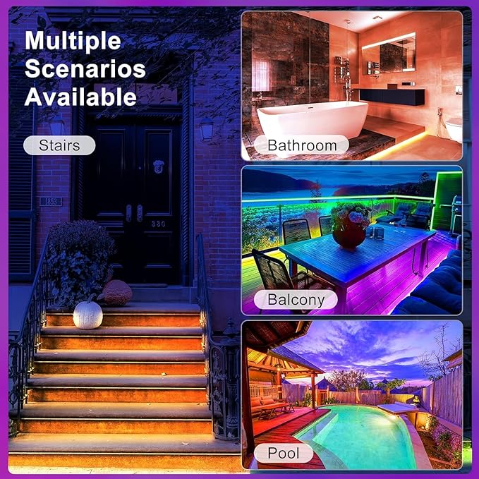 DAYBETTER Waterproof Led Lights for Bedroom, 16.4ft Led Strip Lights, 150 LEDs Color Changing RGB 44 Keys Remote Controller, 12v for Outdoor Room Home Party Christmas Decoration DAYBETTER