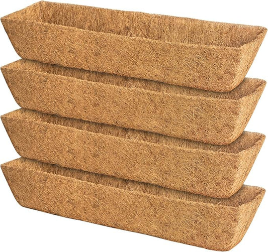 4 Pack 30 Inch Trough Coconut Liners for Window Box Deck Planter Natural Coco Fiber Replacement Liner for Outdoor Plants Rectangular Coir Planters for Porch Balcony Garden Decor KarlliuHOMEGARDEN