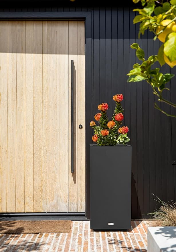 Veradek Block Series Pedestal Planter - Tall Planter for Indoor or Outdoor Front Porch | All-Weather Use with Removable Insert Bucket | Modern Décor for Flowers, Tall Trees, Faux Plants VeradekOutdoor