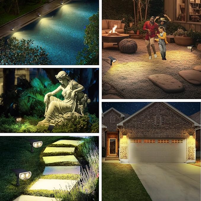 Linkind Solar Lights Outdoor StarRayS, Bright Solar Spot Lights Outdoor, IP67 Waterproof Spotlights for Landscape Garden Yard Walkway Patio Tree（Warm White, 6 Pack） Linkind