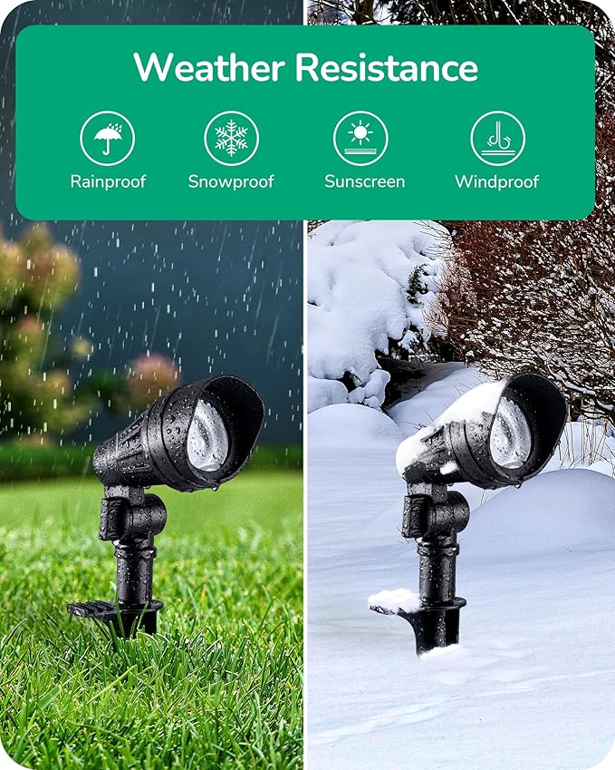 EDISHINE Low Voltage Landscape Lights, 3.2W 12V ACDC 240LM Low Voltage Spotlight, CRI 80 & Beam Angle 35°, 3000K, Aluminum Housing Outdoor Landscape Lighting for Trees, Yard, Garden, Houese 8 Pack EDISHINE