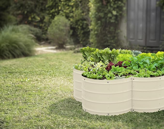 Plant & Plot Galvanized Raised Garden Beds Outdoor // 3×3×1 ft Planter Raised Beds for Gardening, Vegetables, Flowers // Large Metal Garden Box (White) // Patented Tool-Free Design PlantPlot