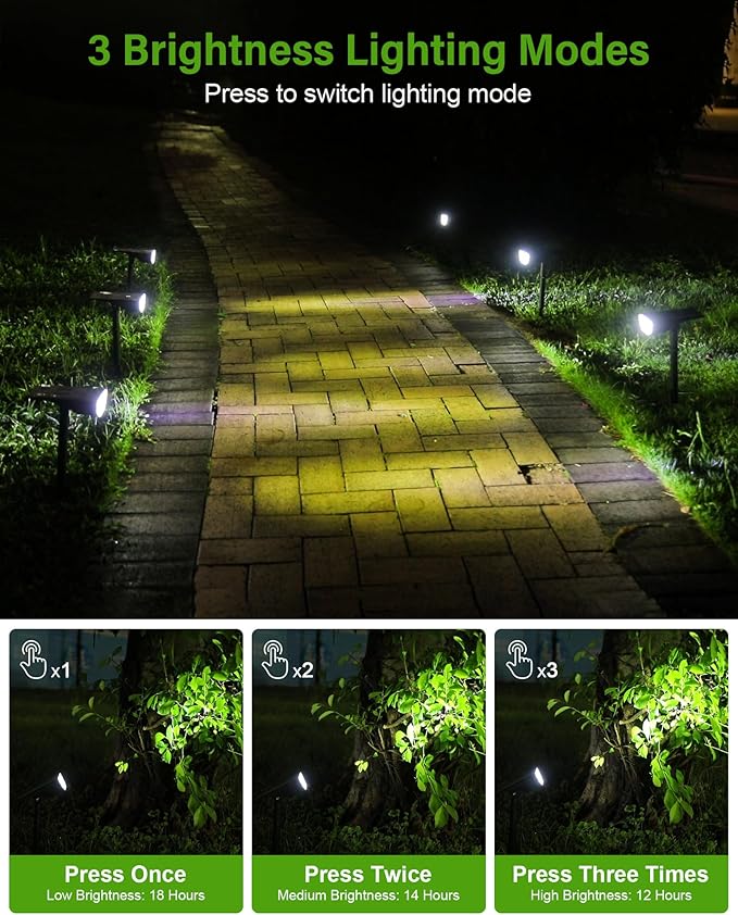 Solar Spot Lights Outdoor, Solar Lights Outdoor Waterproof IP65, 3 Brightness Modes Dusk to Dawn Landscape Spotlights for Yard Garden Pathway Tree Decoration, Cool White, 4 Pack ZookkiDirect