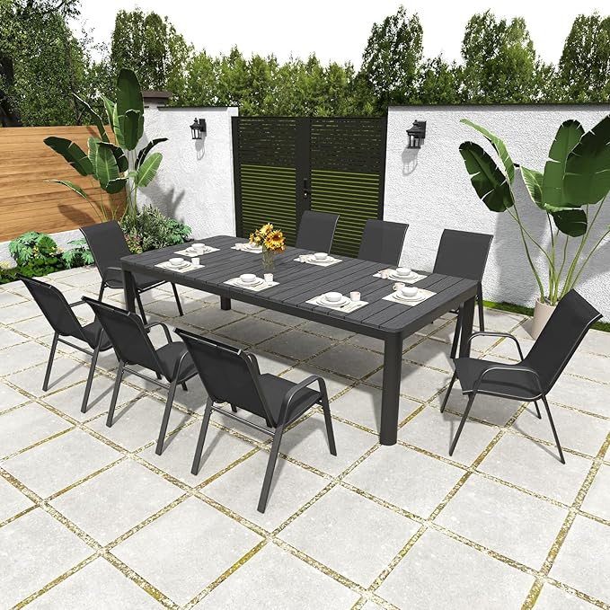 Patio Chairs Set of 4, Stackable Outdoor Dining Chairs for All Weather Textilene Fabric & Metal Frame, Outdoor Chairs Set for Backyard Deck Garden Vimstora