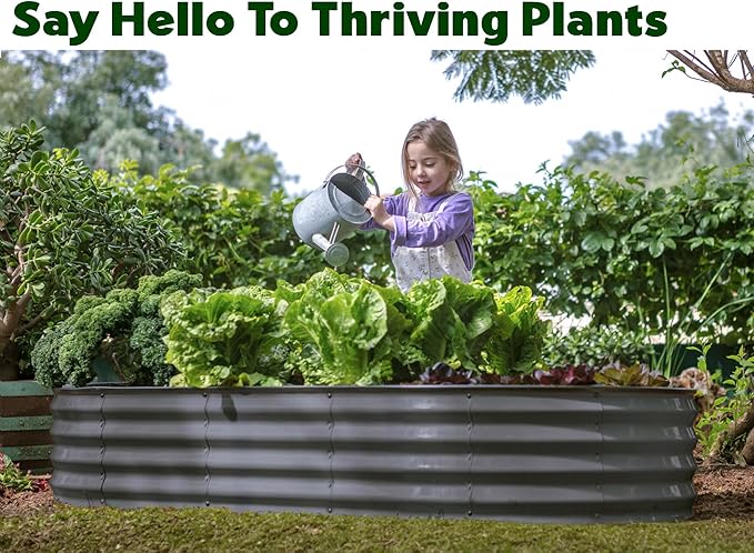 Plant & Plot Galvanized Raised Garden Beds Outdoor // 6×3×1 ft (2-Pack) Planter Raised Beds for Gardening, Vegetables, Flowers // Large Metal Garden Box // Patented Tool-Free Design (Gray) PlantPlot