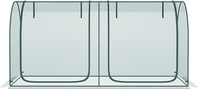 Outsunny 8' x 4' Crop Cage, Plant Protection Tent with Two Zippered Doors, Storage Bag and 4 Ground Stakes, for Garden, Yard, Lawn, Green Outsunny
