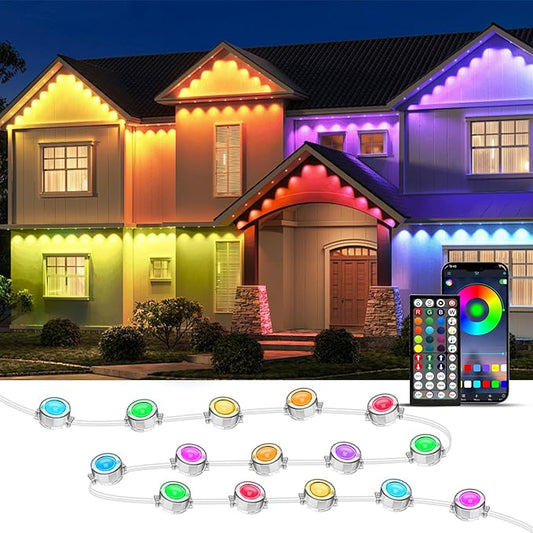 300FT Permanent Outdoor Lights, RGB LED Eaves Lights with IP67 Waterproof, Smart App Remote Control, Music Sync, for Christmas, Party, All Holiday Decorations Rootora