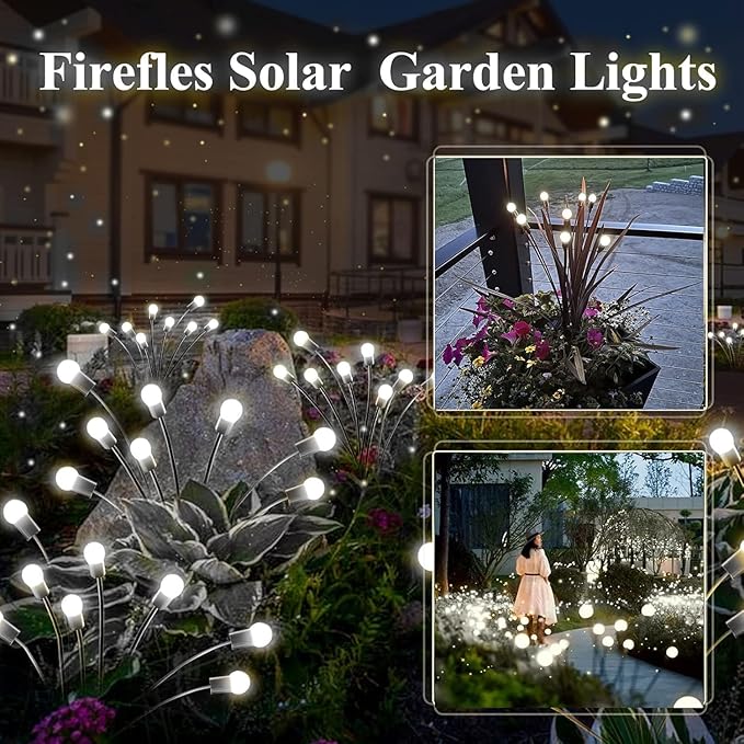 6-Pack Garden Solar Lights, 48 LED Solar Lights Outdoor for Garden Decor, Waterproof Firefly Light Outdoor (Sway by Wind), Swaying Light for Outside Yard Pathway Landscape Decorations (Cool White) Albelt