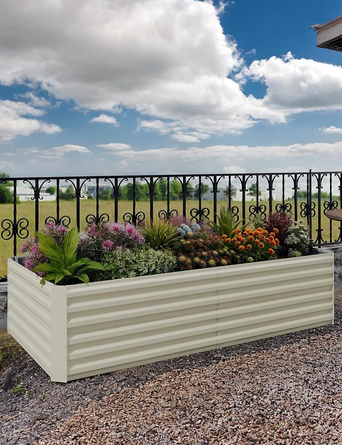 GarveeLife 2pcs 8x4x2 ft Galvanized Raised Garden Bed, 24" Tall Metal Planter Box for Flowers Vegetables, Rust-Resistant Raised Garden Beds for Gardening, Easy Assembly Outdoor Garden Box & Planters GarveeLife