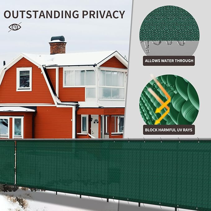LOVE STORY Custom Size 3'x9' Dark Green Balcony Privacy Screen,UV Block Privacy Fence Screen,90% Shield for Outdoor Pool Garden Apartment Railing LOVESTORY
