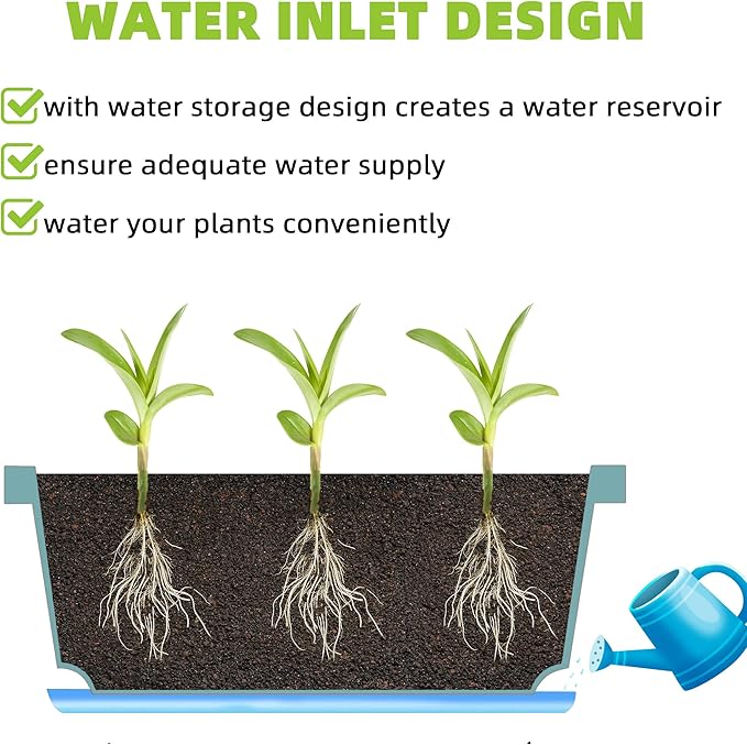 Window Box Planter, 7 Pack Plastic Vegetable Flower Planters Boxes 17 Inches Rectangular Flower Pots with Saucers for Indoor Outdoor Garden, Patio, Home Decor LOCONHA