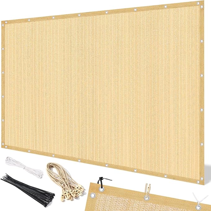Artpuch 90% Sun Shade Cloth, 10 x 16 FT Pergola Shade Cover Canopy with Grommets, Sun Screen Fabric Tarp for Patio, Outdoor, Garden, Backyard, Wheat Artpuch