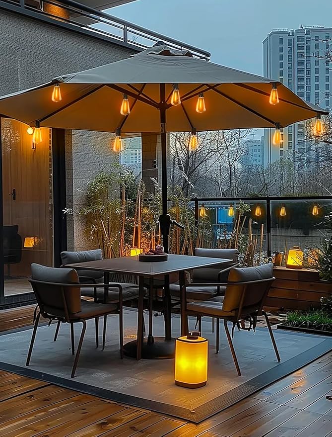 Outdoor Patio String Lights 100ft: ST38 LED Shatterproof Bulbs 3 Modes Button Control - Waterproof Connectable Lights - Wedding Bistro Party Gazebo Backyard Decorative Vozuji