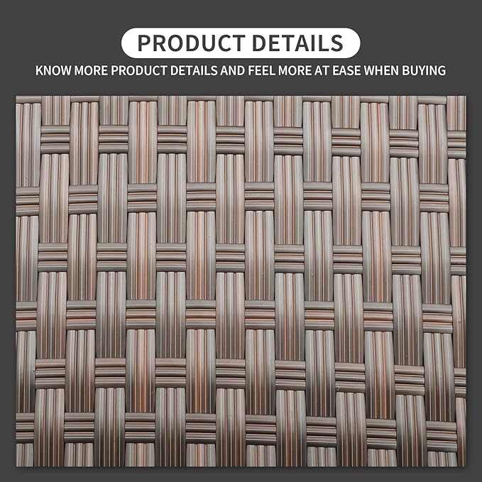 Outdoor Wicker Coffee Table Patio Furniture Garden Rattan 2-Layer Glass Table with Storage and Furniture Cover, Brown Rattaner