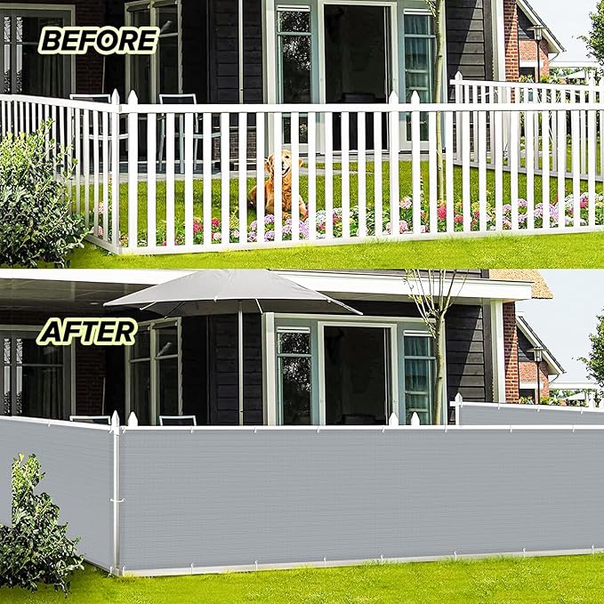 LOVE STORY 3'x10' Gray Balcony Screen Privacy Fence Cover (HDPE) UV Protection Weather-Resistant 3 FT Height Shield for Deck, Patio, Backyard, Outdoor Pool, Porch, Railing LOVESTORY