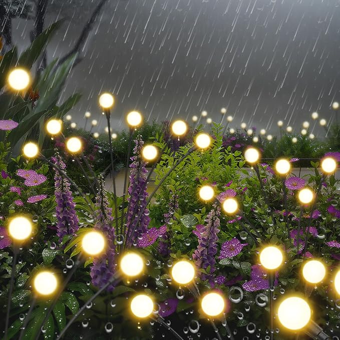 Solar Lights Outdoor-6Pack 48LEDs Solar Garden Firefly Lights Outside,Solar Powered Light Outdoor and Garden Decorative IP65 Waterproof,Yard Patio Pathway Decor,Gardening Gifts for Women,Warm White Rootora