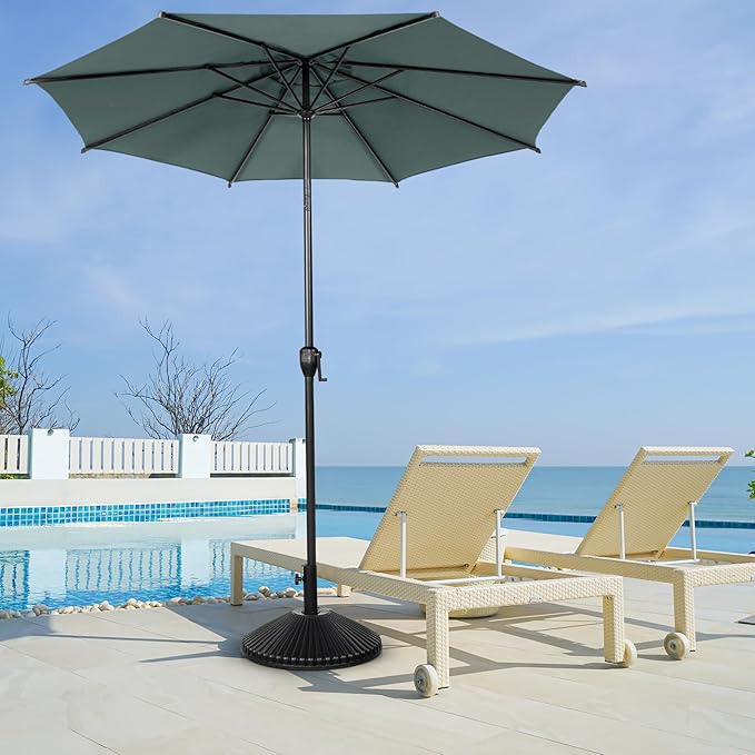 Abba Patio 11FT Lyon Outdoor Patio Umbrella Outdoor Table Umbrella with Push Button Tilt and Crank Market Umbrella 8 Sturdy Ribs UV Protection Waterproof for Garden Deck Backyard Pool Grey AbbaPatio