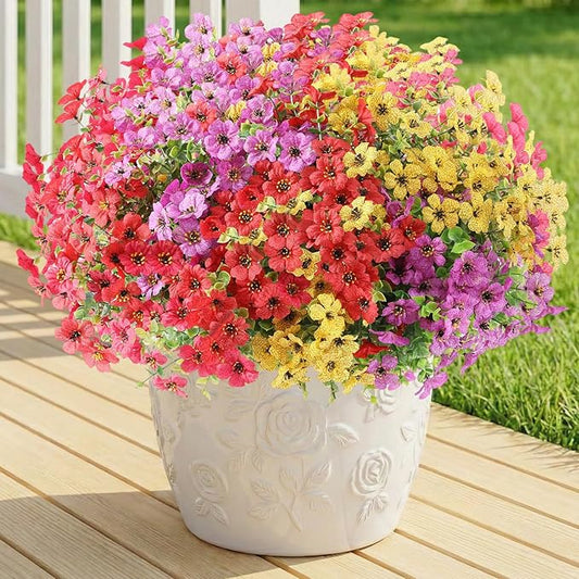 Artificial Flowers for Outdoor,Silk Flowers No Fade Fake Plastic Flowers Faux Plants for Outdoors Outside Front Porch Hanging Planter Window Box Garden Home Decoration,13 Pack(Multi-Colour2) LetuoClipsClipsandHooks