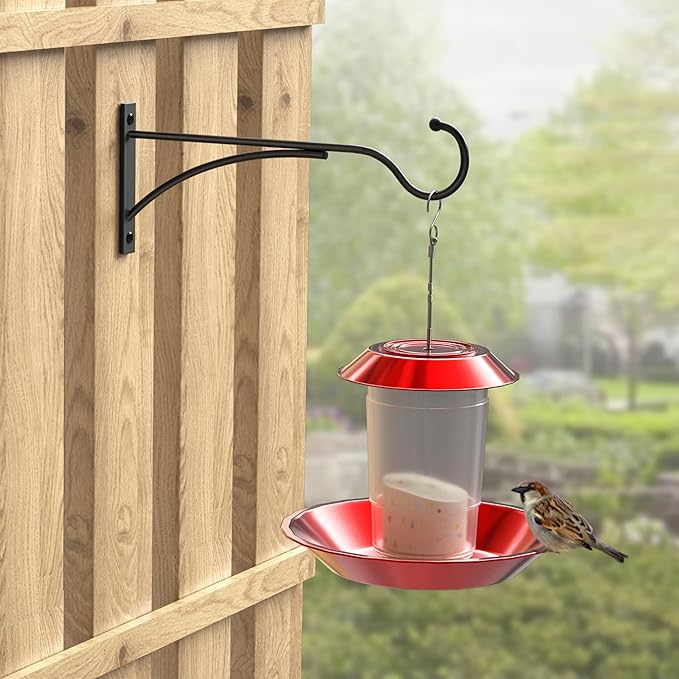 11 Inch Heavy Duty Plant Hangers Outdoor, Metal Plant Brackets for Hanging Baskets, Plant Wall Hooks for Bird Feeders, Wind Chimes & Lanterns, Premium Metal Hooks Matte Black, 30lbs Capacity saffruff
