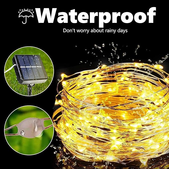 Joomer Solar Fairy Lights, 4-Pack Total 104FT 320LED Solar String Lights Outdoor Waterproof 8 Lighting Modes for Patio Fence Party Garden Yard Home Holiday Tree Outdoor Decoration (Warm White) Joomer