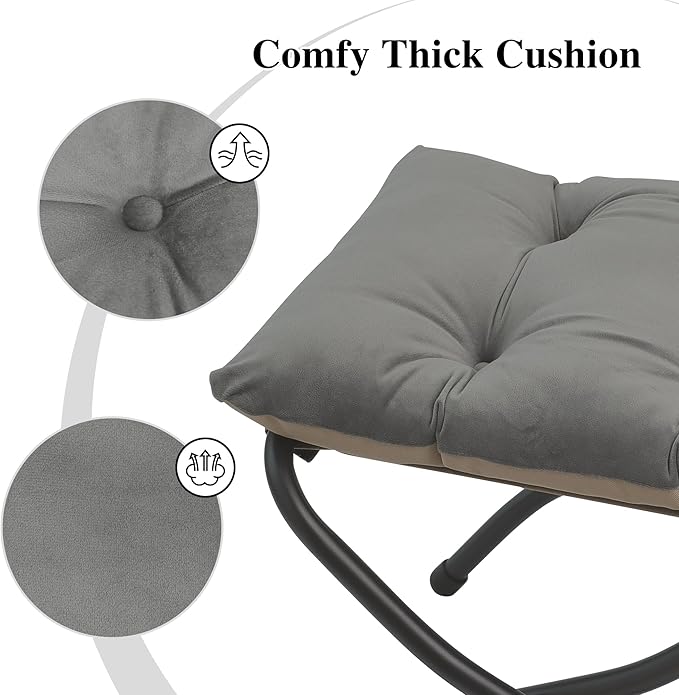 15"(H) Folding Ottoman, Foldable Footrest Stool, Portable Small Foot Stool for Couch, Collapsible Foot Rest Ottoman for Sofa, Accent Padded Ottomans for Living Room, Bedroom, Dark Grey MordchilHF