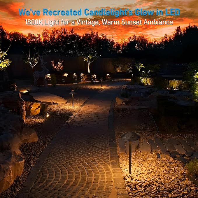 LEONLITE 12-Pack 5CCT LED Low Voltage Landscape Lights, 3W Cast-Aluminum 12-24V Pathway Lights, 1800K-5000K IP65 Path Lights, ETL Listed Landscape Lighting Wired for Yard Lawn, Oil Rubbed Bronze LEONLITE