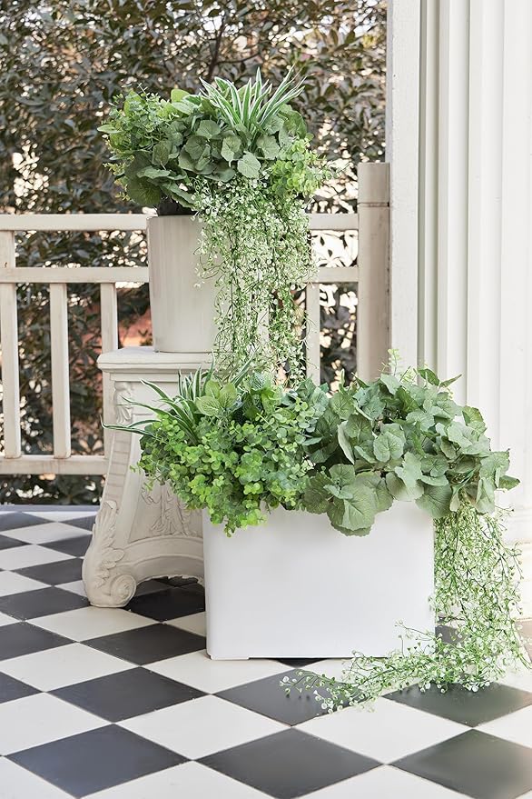 19Pcs Outdoor Artificial Boxwood UV Resistant Fake Stems Plants, Faux Plastic Greenery for Indoor Outside Hanging Plants Garden Porch Window Box Home Wedding Farmhouse Décor Clycaloor