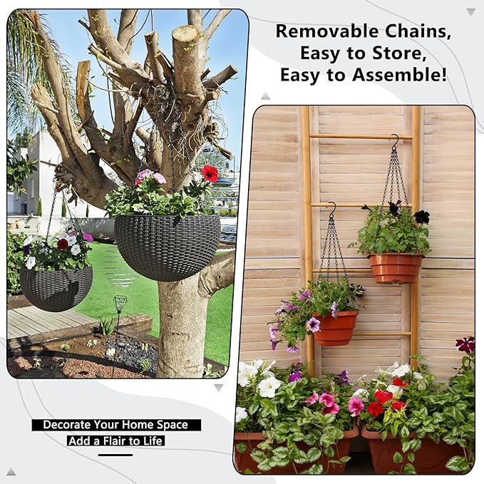 garini 3 Pack, 23 Inch Hanging Baskets Chain, Hanging Chains with Hooks Flower Pot Chain Replacement Plant Hangers for Planters, Bird Feeders and Lanterns(Black)… garini