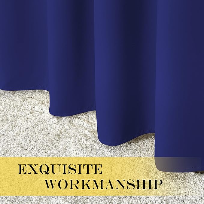NICETOWN Navy Blue Blackout Curtains for Bedroom/Living Room 132 Inch Length - Thermal Insulated Room Darkening Grommet Top Window Curtains (100 by 132 - Inch, 1 Panel) NICETOWN