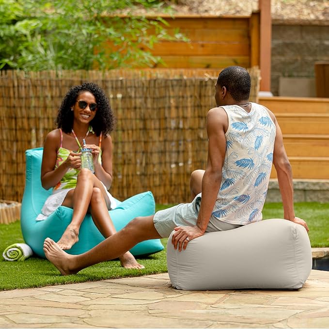 Jaxx Leon Outdoor Bean Bag Ottoman, Flax Jaxx