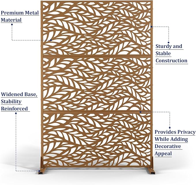 Outdoor Privacy Screen,72" H×47" W Metal Privacy Screen, Freestanding Privacy Fence Panels for Patio FENCY