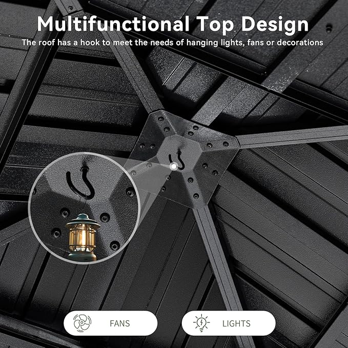 Aoxun 8'x8' Hardtop Gazebo, Aluminum Frame Canopy with Double Galvanized Steel Roof, Outdoor Metal Pavilion with Netting, Curtains for Backyard, Patio and Deck Aoxun