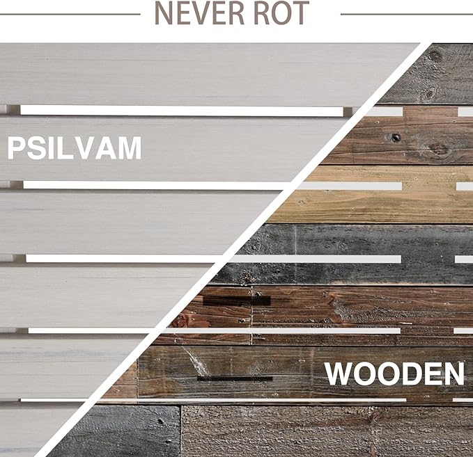 Psilvam 2-Person Outdoor Poly Lumber Patio Backless Bench, Fade-Resistant & Odor-Free Poly Lumber Patio Furniture, Weatherproof, Suitable for Garden, Porch and Park, 700 Lbs Support (2pcs, Grey) PsilvamGardenFurniture