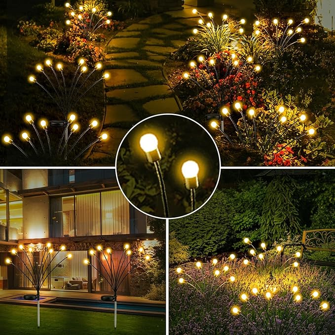 10-Pack Solar Garden Lights, 80 LED Solar Lights Outdoor for Garden Decor, Waterproof Firefly Light Outdoor (Sway by Wind), Swaying Light for Outside Yard Pathway Landscape Decorations (Warm White) Albelt