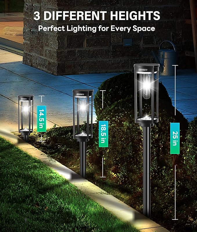 Solar Pathway Lights Outdoor 6 Pack, Bright Solar Path Lights Outside Waterproof, Solar Powered Landscape Light for Walkway Driveway Lawn Patio Sidewalk Garden Yard, Cool White COXSENI