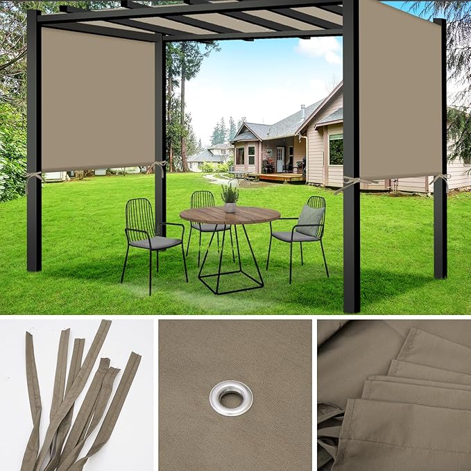 Universal Canopy Cover Replacement for 17x6.8 Ft Outdoor Pergola Structure, Garden Pergola Shade for Gazebo Patio Porch Balcony, Outdoor Waterproof Pergola Canopy Top(Cover Only) (Khaki) TNGAN